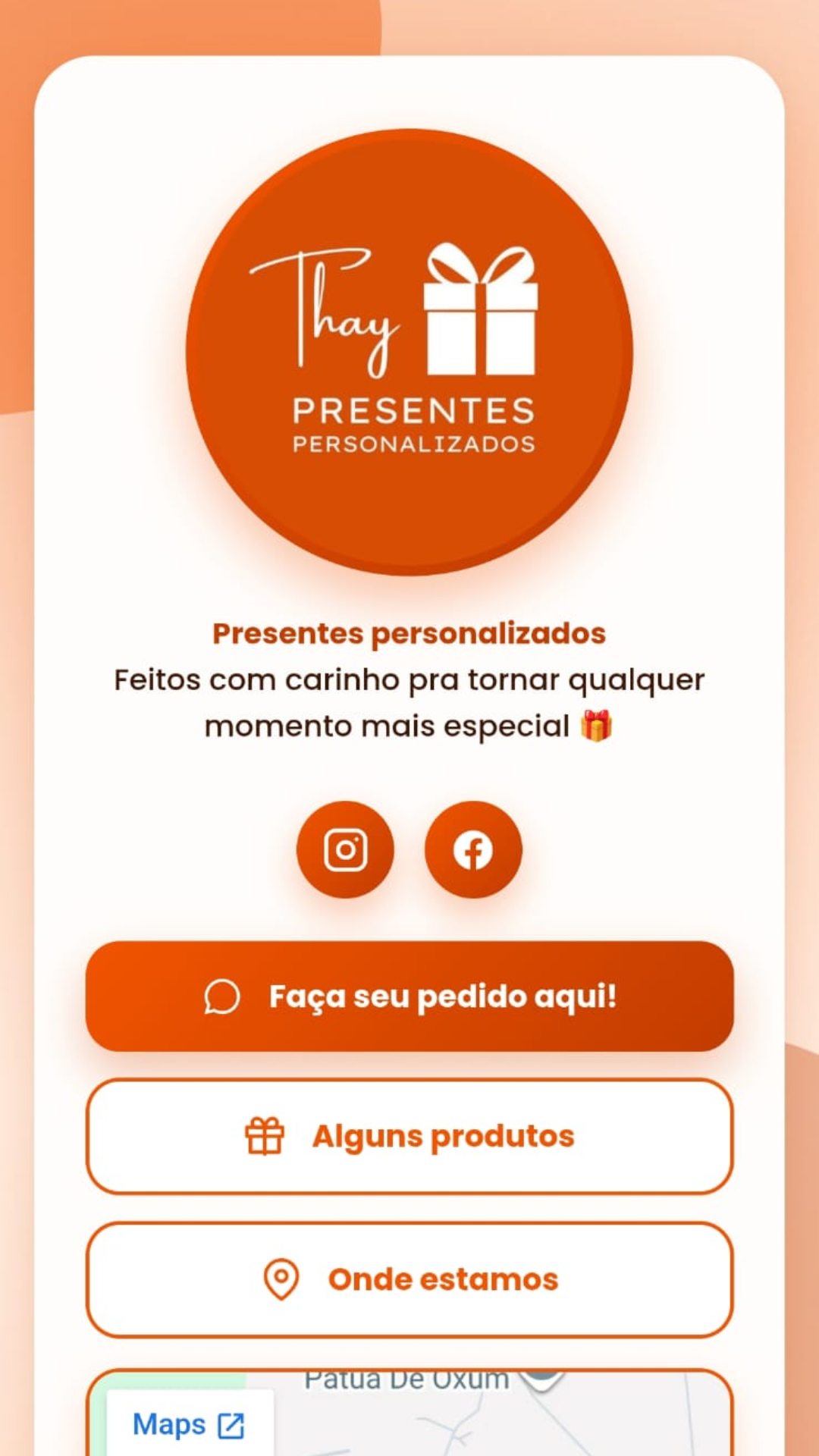 Bio site — Thay Presentes Personalizados