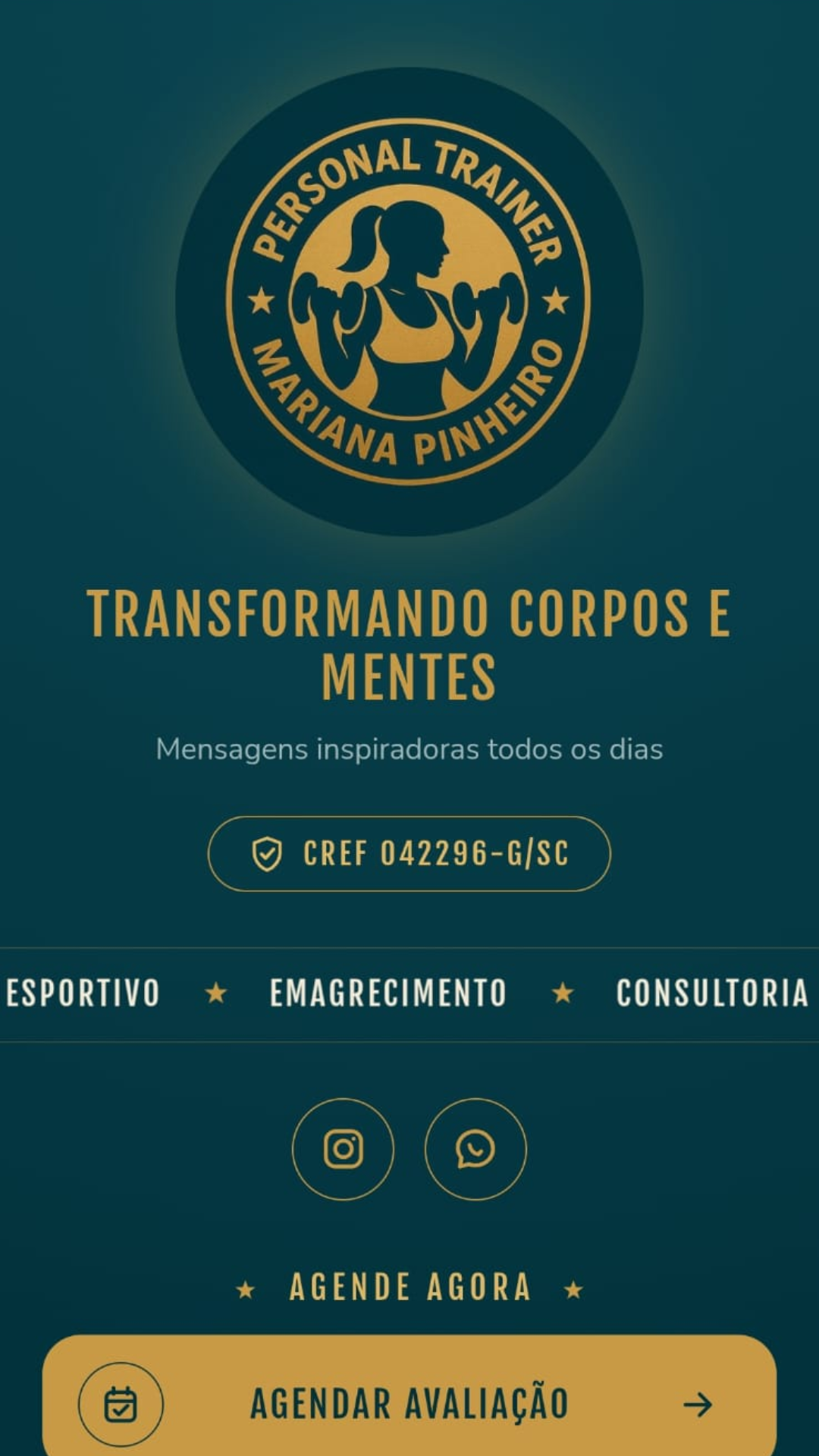 Bio site — Mariana Pinheiro | Personal Trainer
