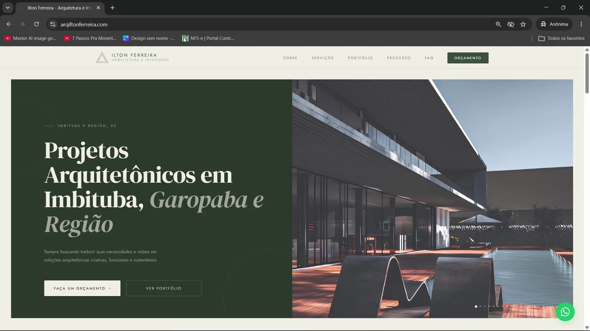Site institucional — Ilton Ferreira Arquitetura e Interiores
